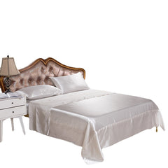 Seidenähnliches, weiches Satin-Spannbettlaken-Set – 4-teiliges einfarbiges Bettwäsche-Tagesdecken-Set