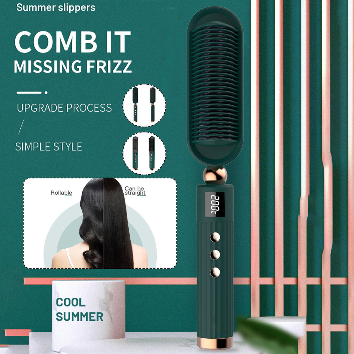 Multifunctional Hair Comb: Curl, Volumize, Flatten, Straighten - Quick Hair Styler & Curler