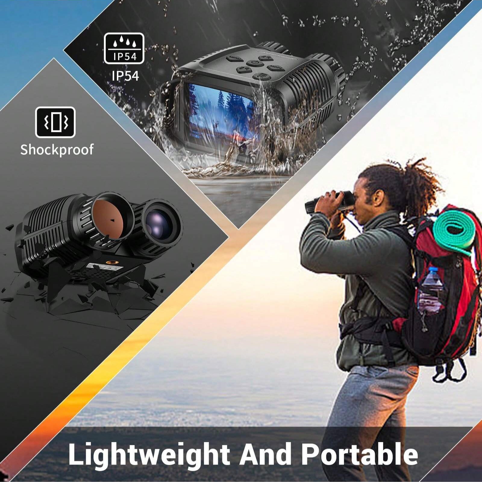 4K Mini Night Vision Goggles with Infrared Binoculars, 2.4" Screen, 8X Zoom, 7 IR Levels, 32GB Card Included