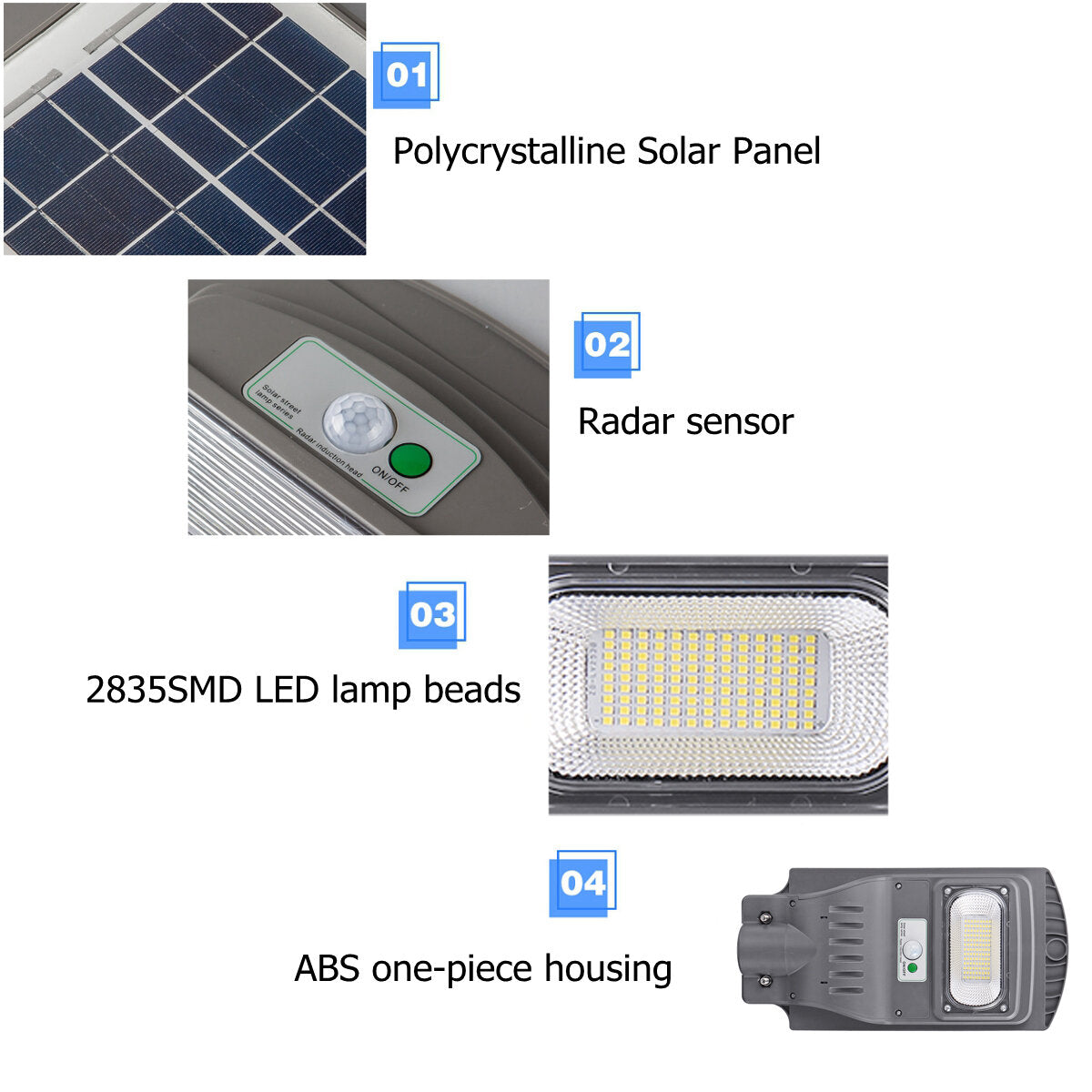 120/240/360W LED Solar Wall Street Light with Motion Sensor and Remote for Garden