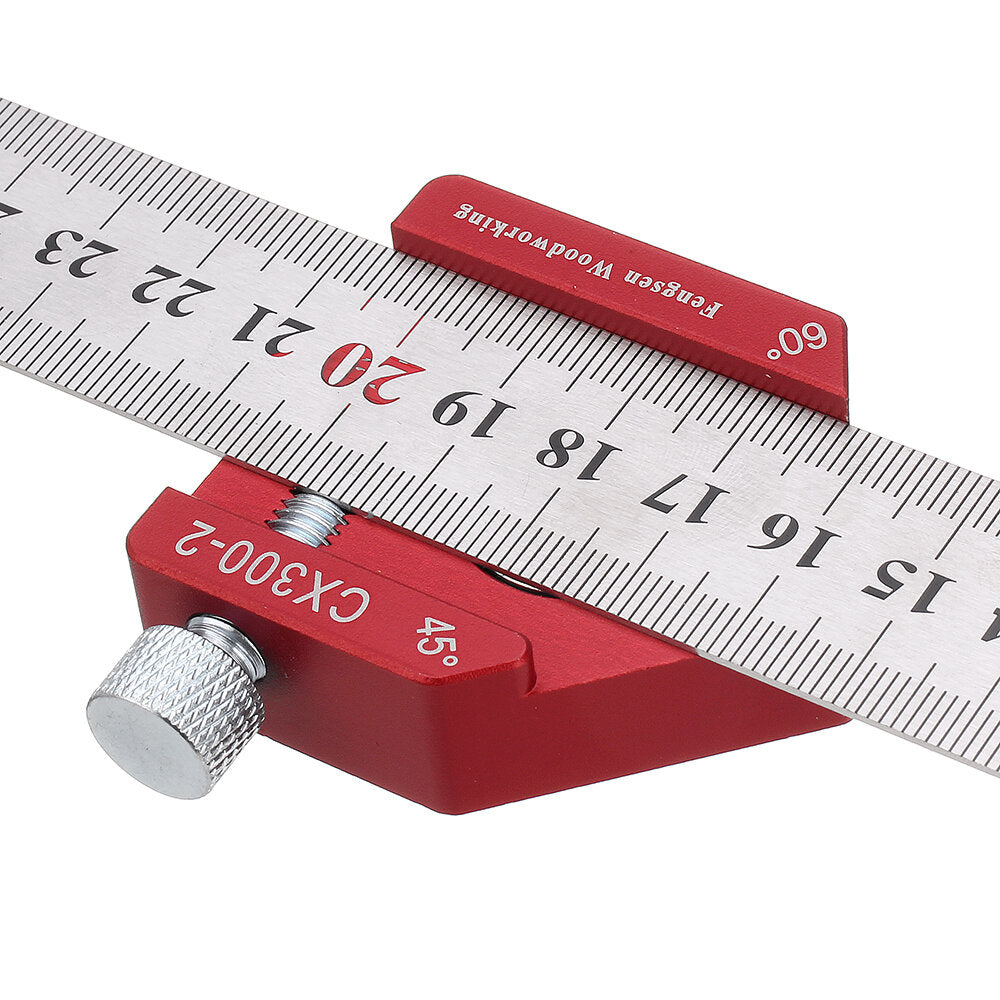 Adjustable 45/90 Degree Line Scribe Ruler for Woodworking - 300mm Marking Tool