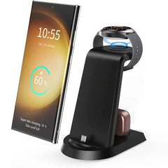 25W Super Fast Wireless Charger 3-in-1 for Samsung Galaxy S24/S23/S22/S21/S20, Watch, and Earbuds