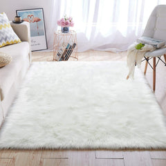 180x100 cm Plush Floor Rug - Polyester Acrylic Mat for Living Room, Children's Bedroom, Fluffy Carpet