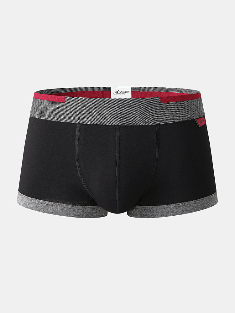Atmungsaktive Baumwoll-Boxershorts für Herren mit antibakteriellem Beutel und kontrastierendem Bund