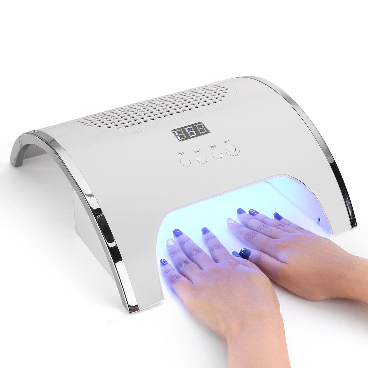 80W 2-in-1 USB Nail Dryer Lamp & Fan - Infrared Sensor, Timer, Gel Curing Light, Vacuum Cleaner for Manicure