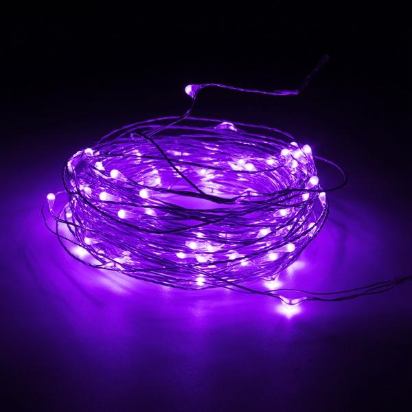 10M 100 LED Waterproof Silver Wire Fairy String Lights with Adapter for Xmas