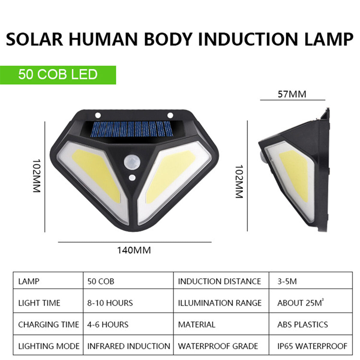 102SMD/50COB LED Waterproof Motion Sensor Security Light with Solar Panel Control