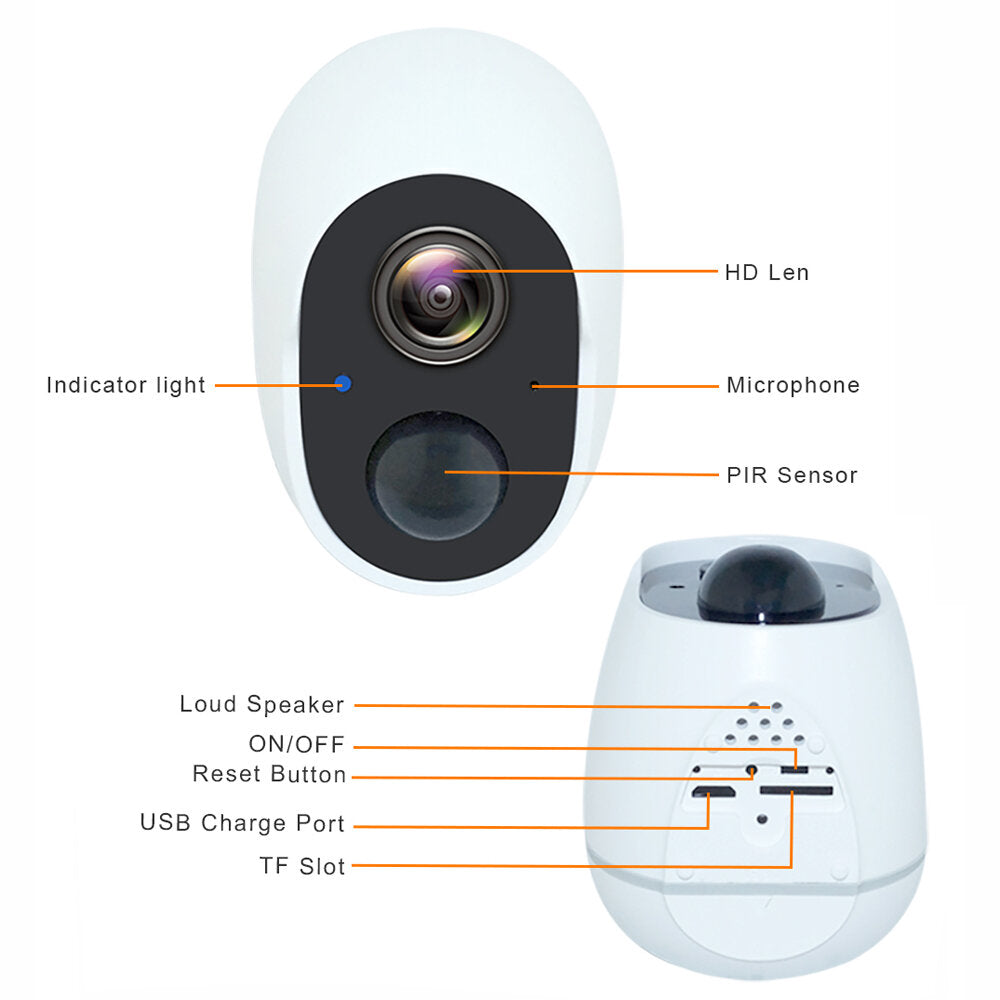 1080P Wireless Battery-Powered IP CCTV Camera - Indoor/Outdoor Waterproof Security, Rechargeable WiFi Battery Camera