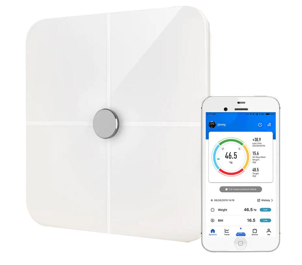 Intelligente Bluetooth-Körperfettwaage mit verstecktem LED-Bildschirm und APP-Datenanalyse