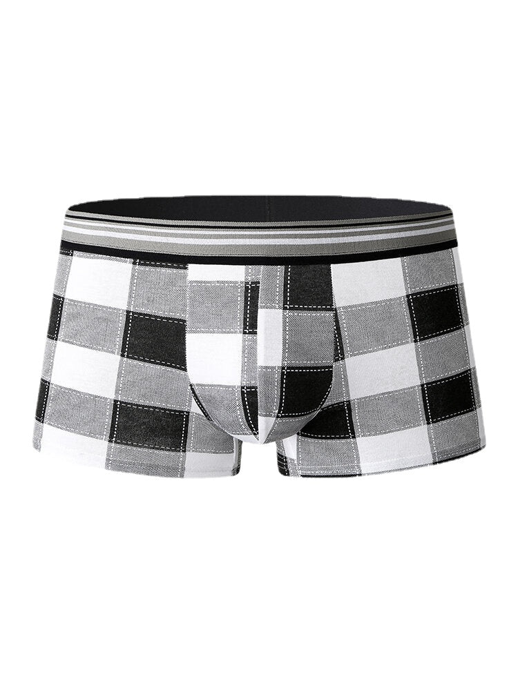 Atmungsaktive Boxershorts für Herren aus Baumwolle mit mittelhohem Bund und Karomuster