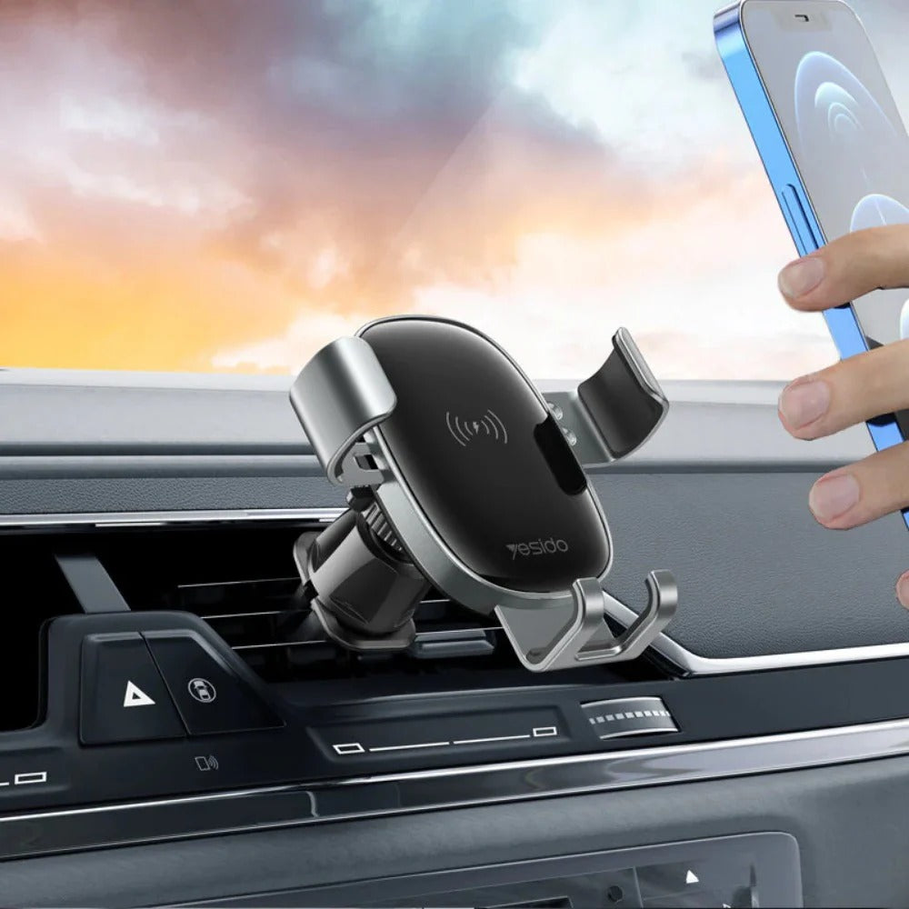 15W Fast Charging Gravity Lock Aluminum Phone Holder for Cars