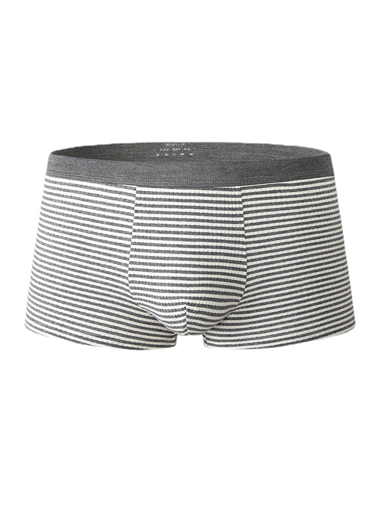 Herren-Boxershorts aus gerippter Baumwolle mit Nadelstreifen, atmungsaktiv, antibakteriell, mit Beutel – gemütliche Unterwäsche