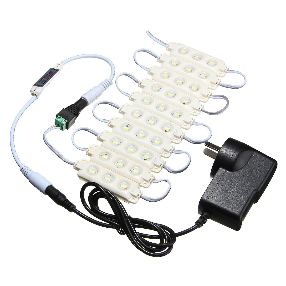 1,5 m wasserdichtes weißes LED-Modul-Lichtstreifen-Set SMD5630 für Spiegelbeschilderungslampe + DC12V-Adapter