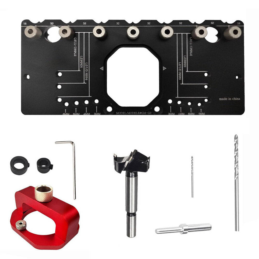 35mm Hinge Punch Locator - Aluminum Alloy Jig for Concealed Door Installation and Shelf Pin Placement