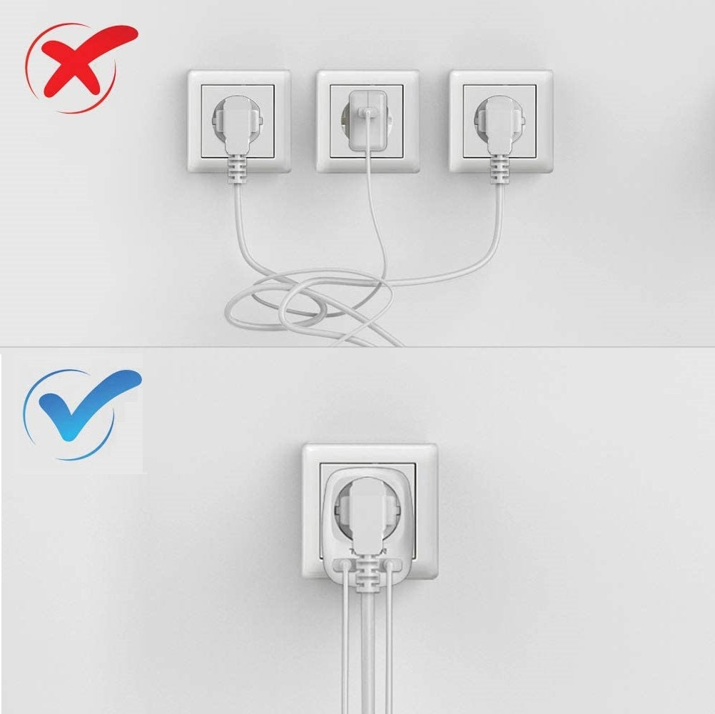 EU 3-in-1 4000W Wall Socket Extender with AC Outlet, 2 USB Ports & Overload Protection