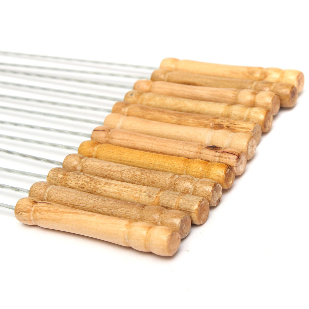 12X Stainless Steel BBQ Skewers 30cm - Metal Kebab Sticks, Barbecue Utensils, Needle Forks