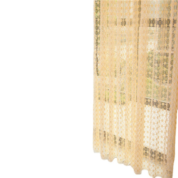 2 Panel Champagne Sheer Tulle Curtains for Bedroom or Balcony - Hollow Out Window Screening