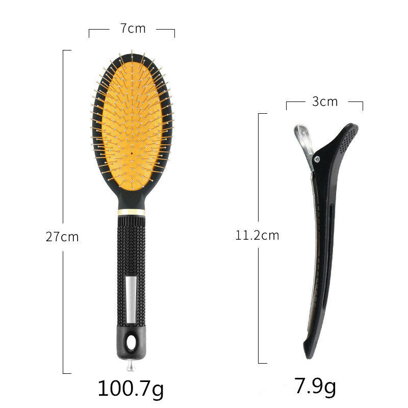 Steel Needle Tip Tail Comb & Seamless Clip Hair Styling Set - Double-Head Massage Comb for Household Use