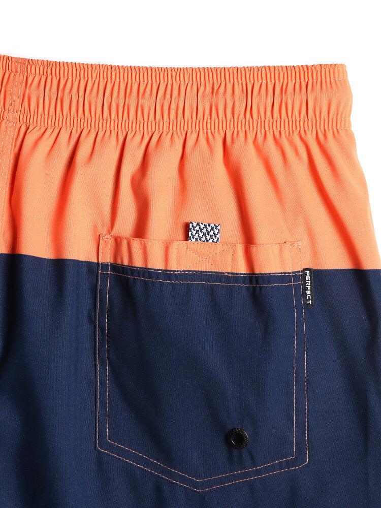 Schnelltrocknende Strandshorts im Farbblockdesign mit Kordelzug in der Taille für Herren