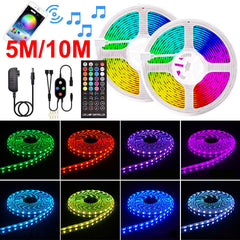 12V LED Strip Lights 5/10M 5050 RGB Color Changing Bluetooth APP Remote Music Smart Strips for Christmas Decorations