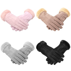 Women's Velvet Touch Screen Winter Gloves - Warm, Windproof, Wool Mittens