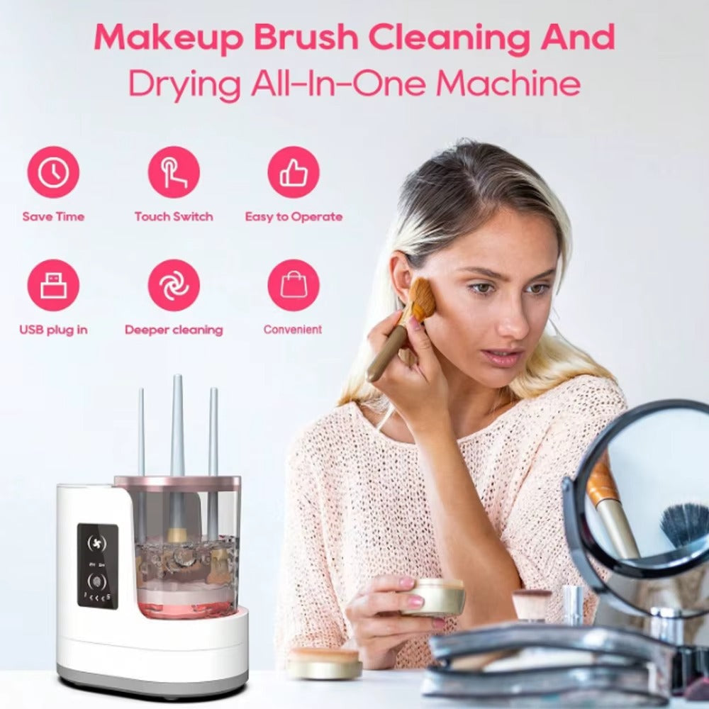 Electric Makeup Brush Cleaner, 3-in-1 Auto Clean & Dry, 5-Min Quick Clean System