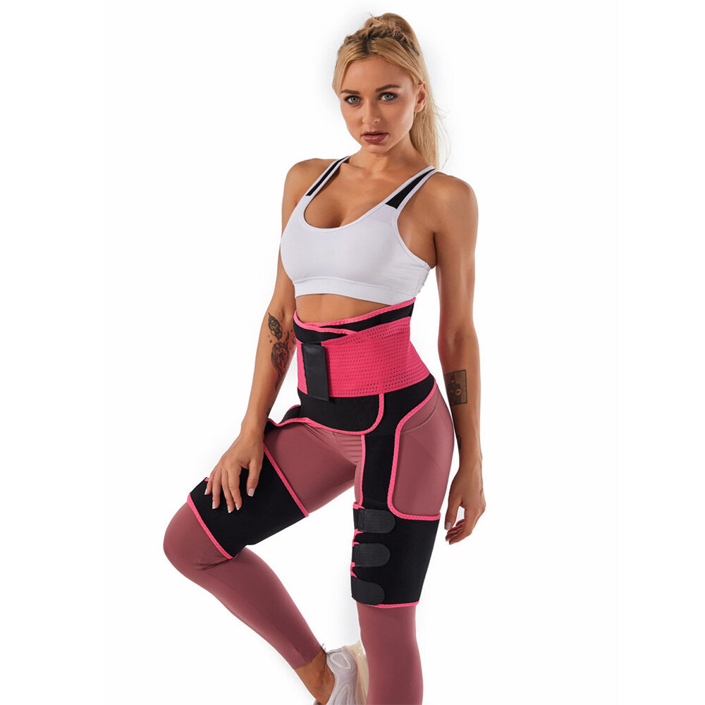 3-in-1 Adjustable Waist Trainer: Sweat Belt, Thigh Trimmer, Butt Lifter for Yoga, Gym, Pilates, and Workouts