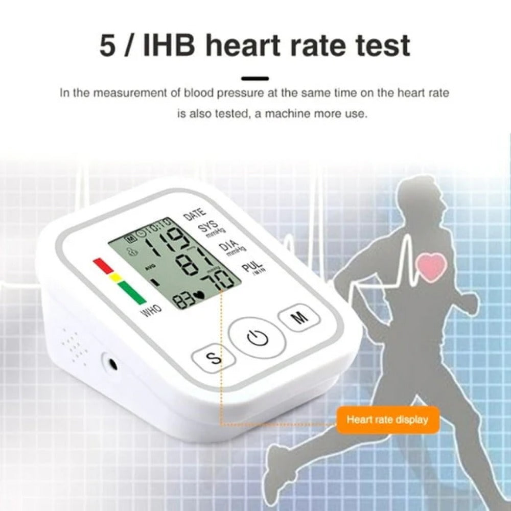 Automatic Upper Arm Blood Pressure Monitor with Large Adjustable Cuff for Home Use