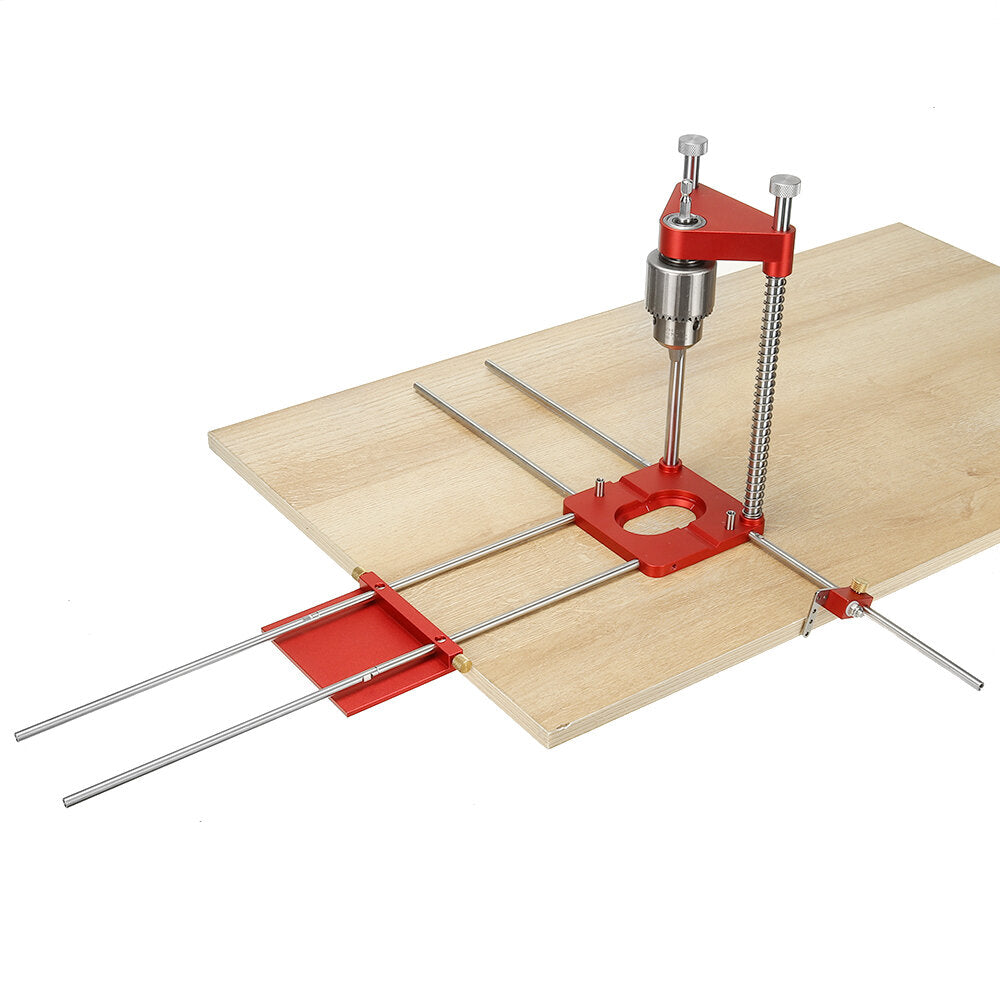 Verbesserte, komplett aus Aluminiumlegierung gefertigte, verstellbare Bohrerführung für die Holzbearbeitung mit 8 Verlängerungsstangen, Klappstopps und Schraubenschlüssel zum Positionieren von Werkzeugen für Lochbohrer