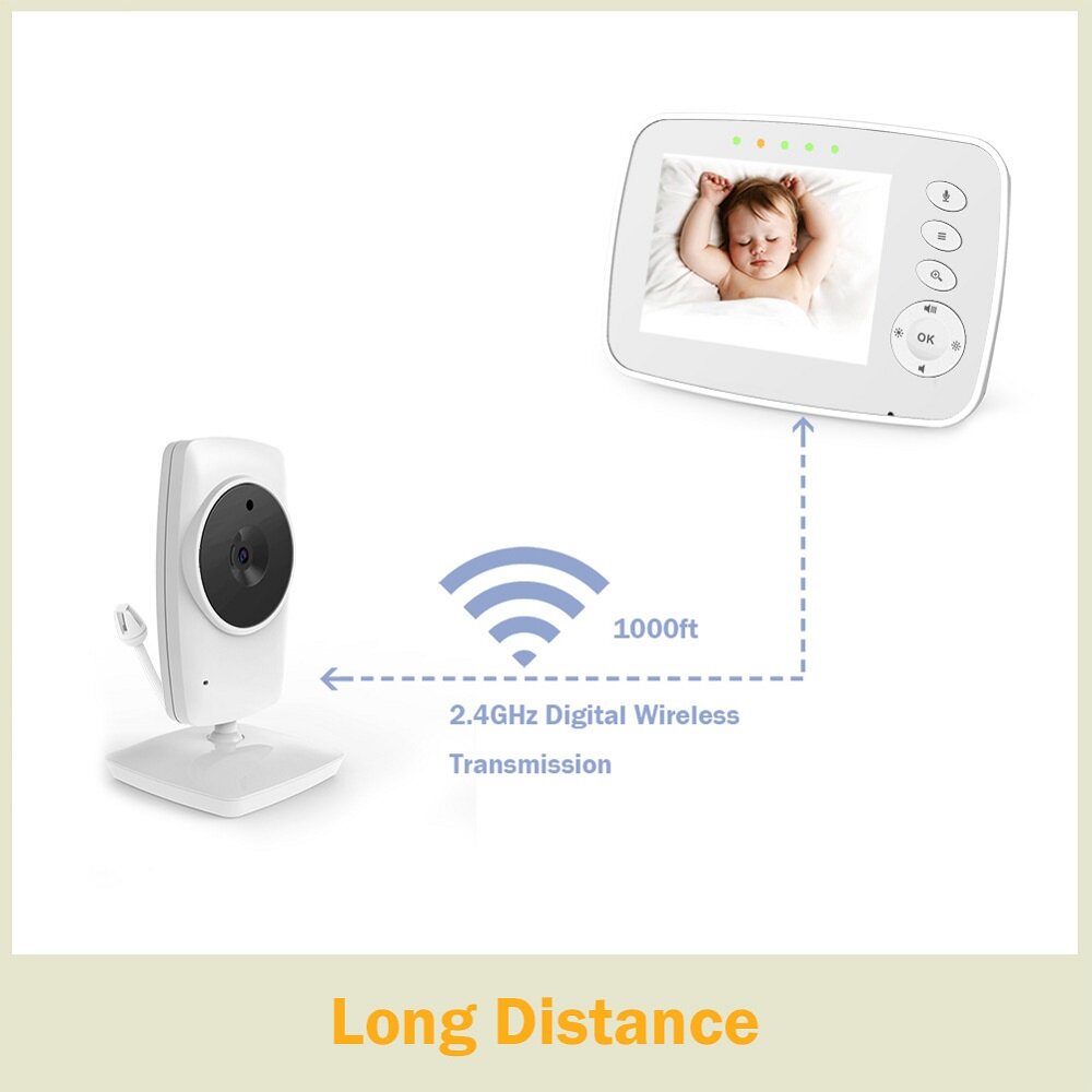 3.2" LCD Wireless Video Baby Monitor with Two-Way Audio, Night Vision, and Security Camera