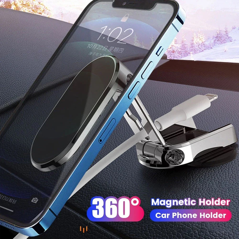 Foldable 720 Degree Magnetic Car Phone Holder Mount for iPhone & Xiaomi Devices