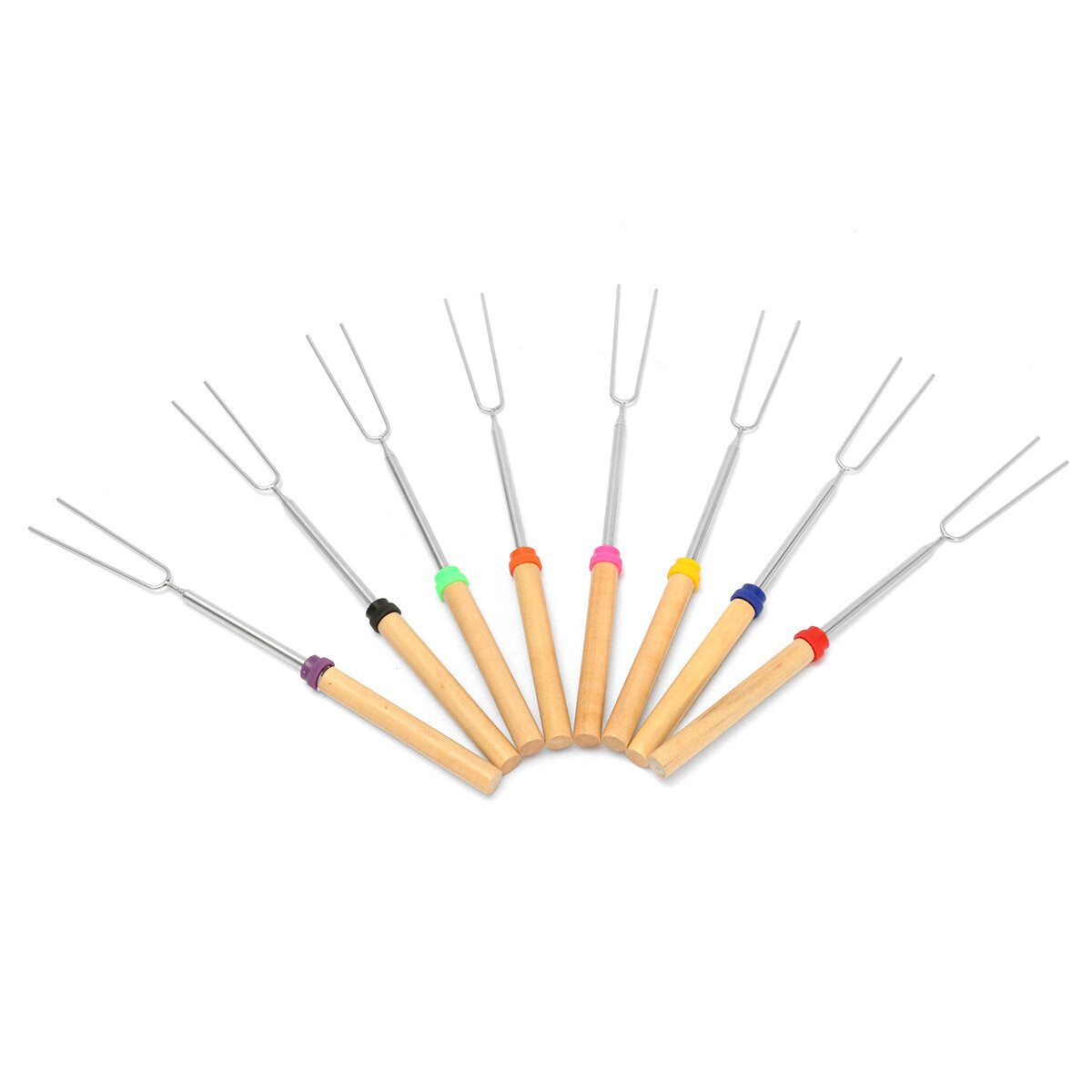 8-Piece 32-Inch Colorful Telescopic Marshmallow Roasting Skewers BBQ Forks - BBQ Tools