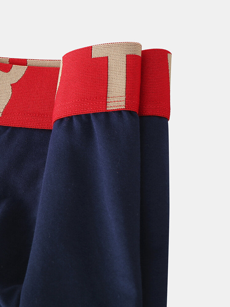 Atmungsaktive Baumwoll-Boxershorts für Herren mit Buchstabenbund und Beutel