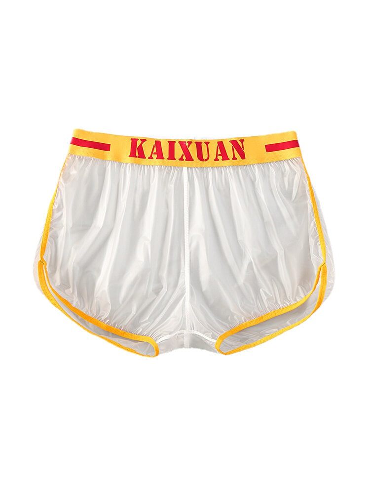 Durchsichtige Boardshorts für Herren mit Buchstaben-Aufdruck und elastischer Taille