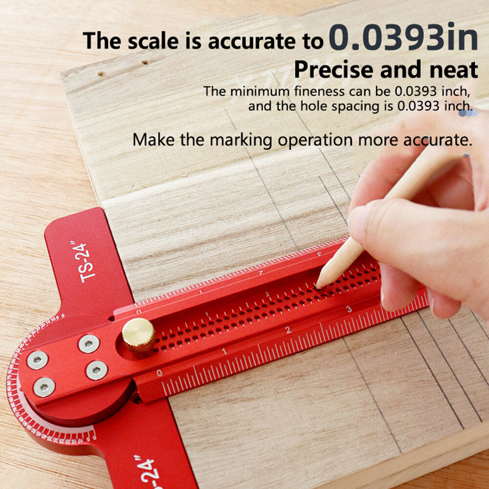 Aluminum Woodworking Ruler: 0-90° Angle, Precise Imperial Measurement