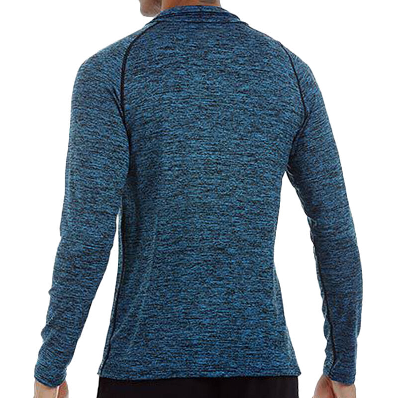 Men's Long Sleeve Zipper Neck Sportswear T-Shirts - Stretch, Quick-Drying, Tight Fit, Warm Fitness Blazer