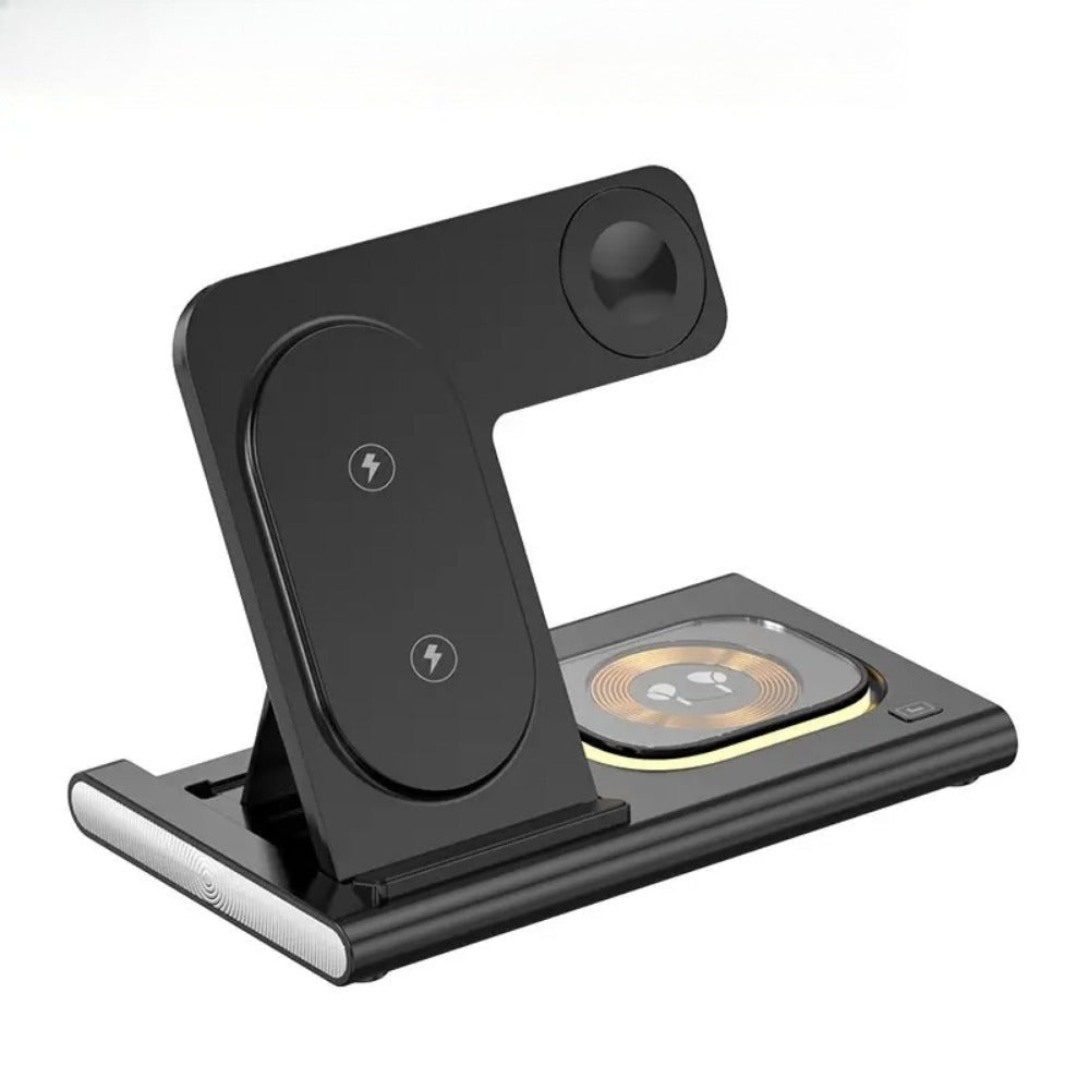 3-in-1 Wireless Charger Stand for iPhone 15/14/13/12, Samsung S23/S22, Galaxy Watch, and Buds