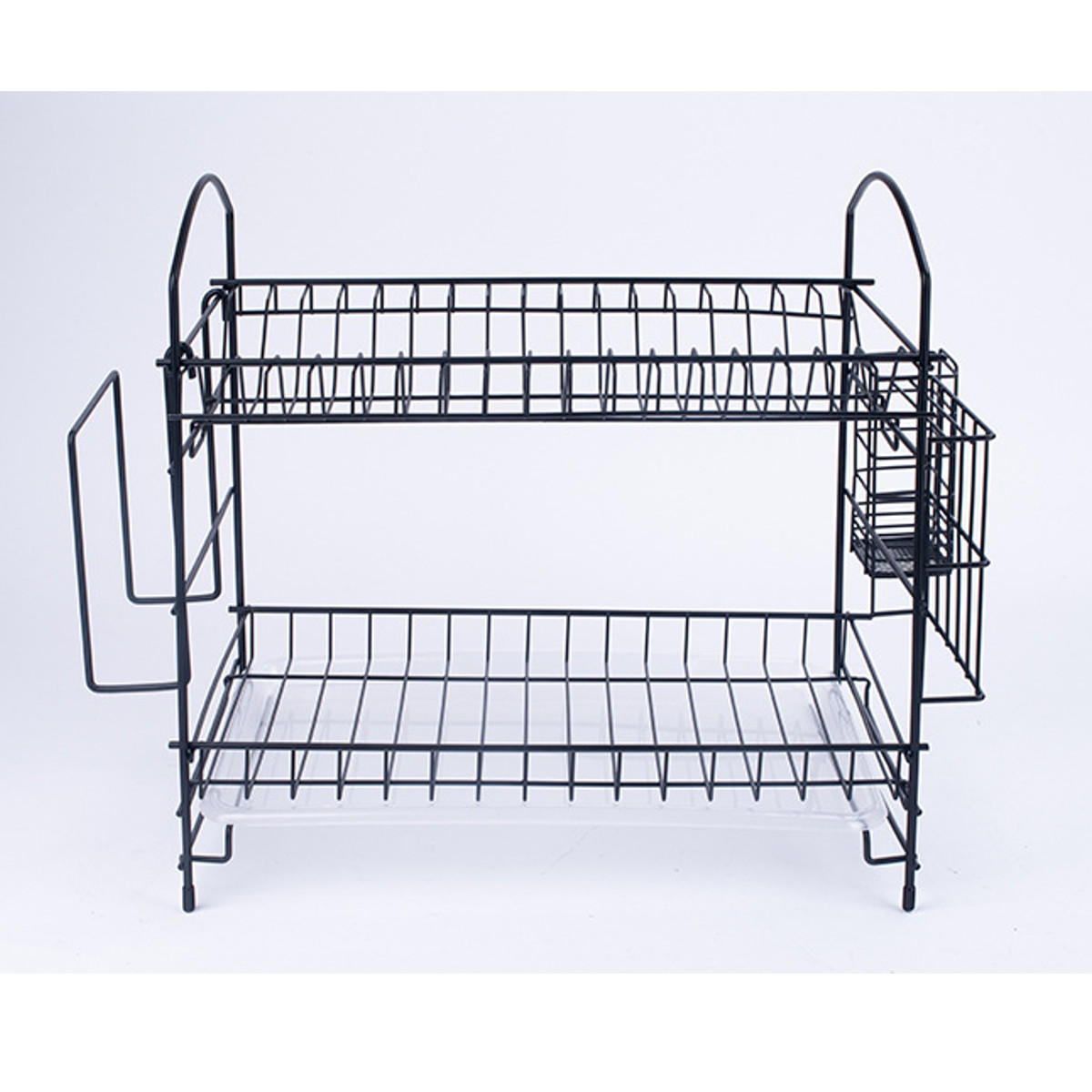 2-Layer Dish Drainer Rack with Cutlery Holder, Drip Tray, and Kitchen Storage