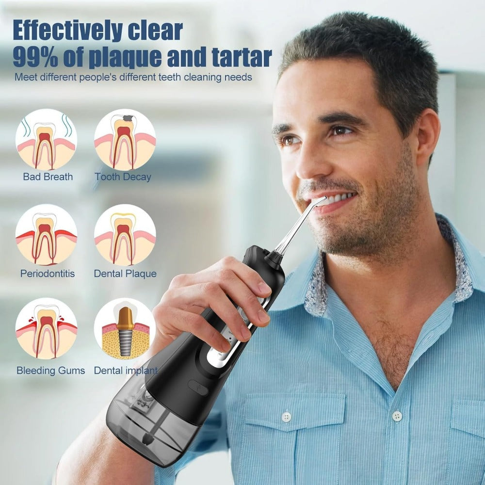 300ml Water Flosser,IPX7 Waterproof Dental Irrigator - 4 Modes, DIY Memory & 2000mAh USB-C