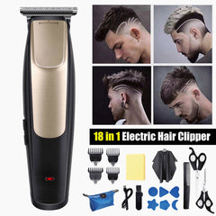 18Pcs USB Rechargeable Hair Clipper & Electric Shaver Set