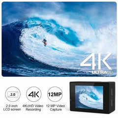 4K Waterproof Action Camera for Motorcycle/Bicycle Helmets, Underwater Mini Camcorder for Sports Recording