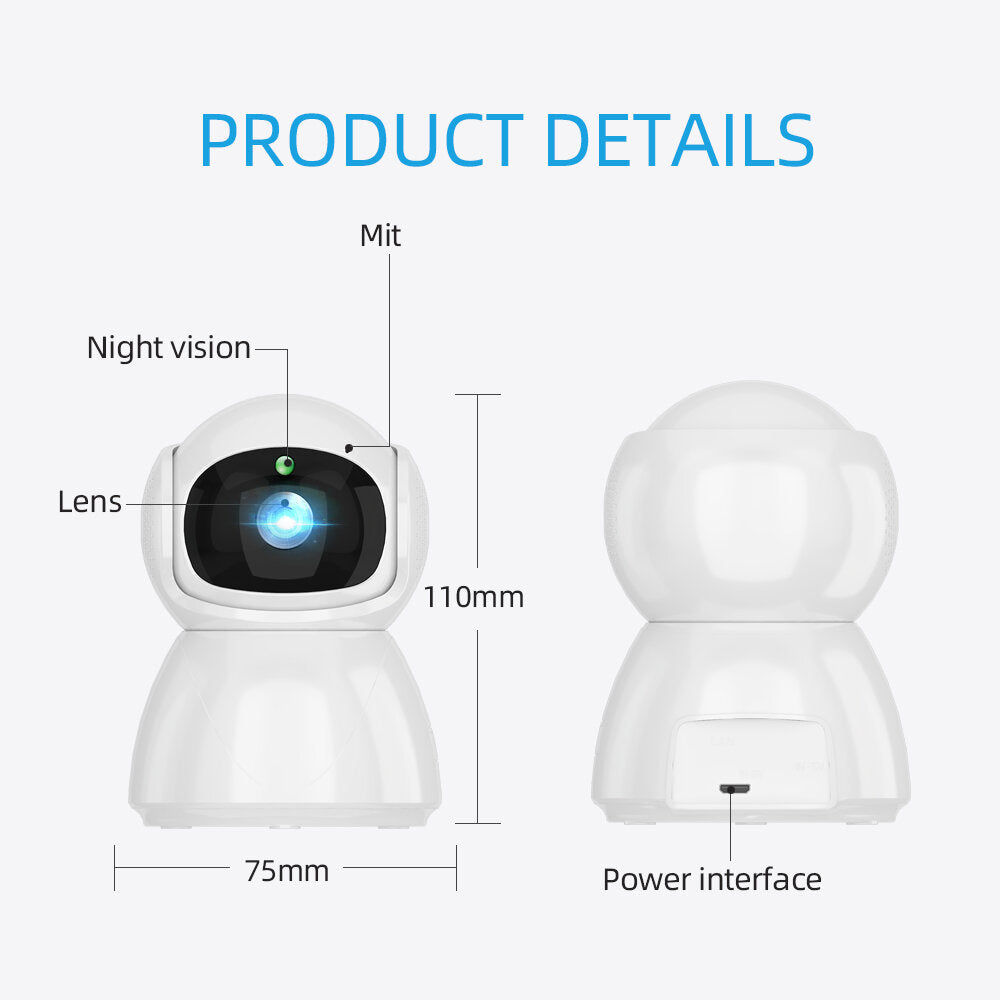 1080P PTZ Smart IP Camera - 360 Degree Night Vision Webcam for Home Security & Baby Monitoring