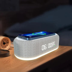 15W Wireless Charger Alarm Clock Light with Bluetooth Speaker for Qi-Enabled Phones