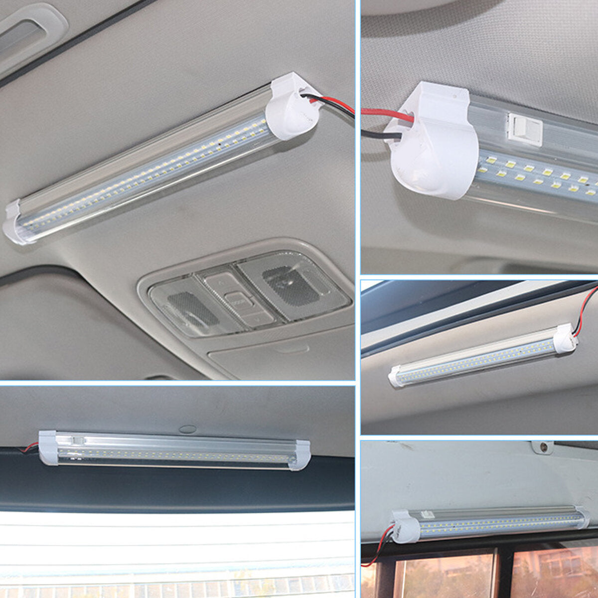 12V-85V 72 LED Car Interior Light Strip Bar with ON/OFF Switch - 33cm for Van, Bus, Caravan, Truck