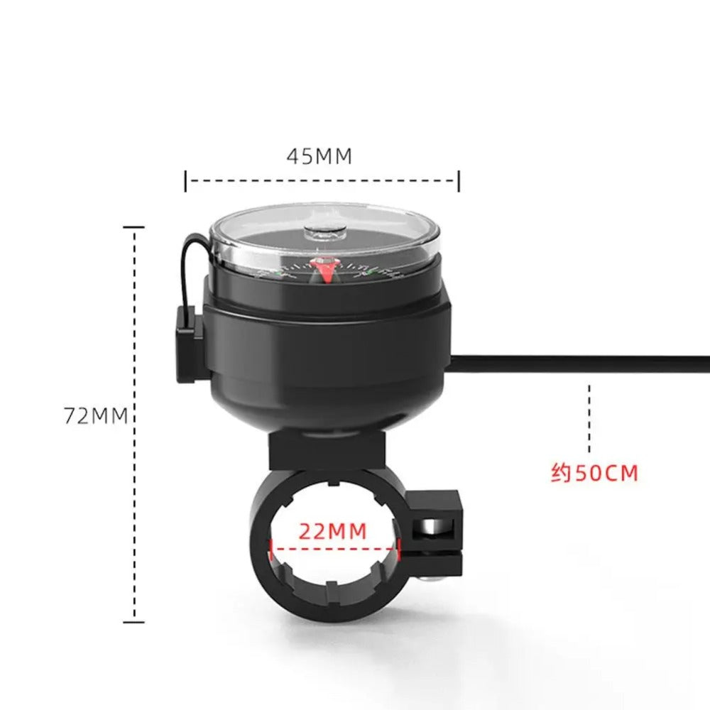 Wasserdichtes universelles Motorrad-USB-Ladegerät und Kompass - Lenkerhalterung