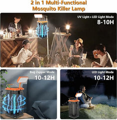 Solar Bug Zapper with LED Light, 4000mAh Battery, Cordless for Indoor/Outdoor Use