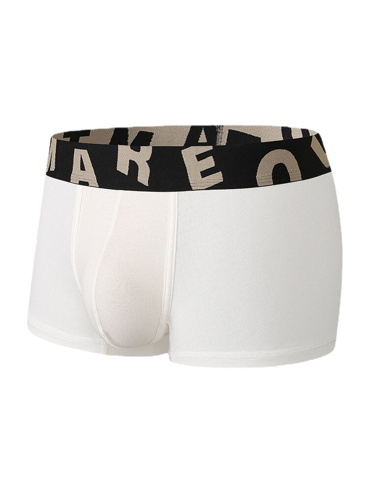 Atmungsaktive Baumwoll-Boxershorts für Herren mit Buchstabenbund und Beutel