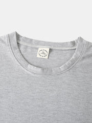 Einfarbiges Langarm-T-Shirt aus Baumwolle mit Rundhalsausschnitt und lockerem Pyjama-Set für Herren