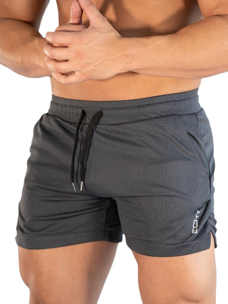 Schnelltrocknende Stretch-Strandshorts für Herren – einfarbig, lockere Passform, Kordelzug in der Taille