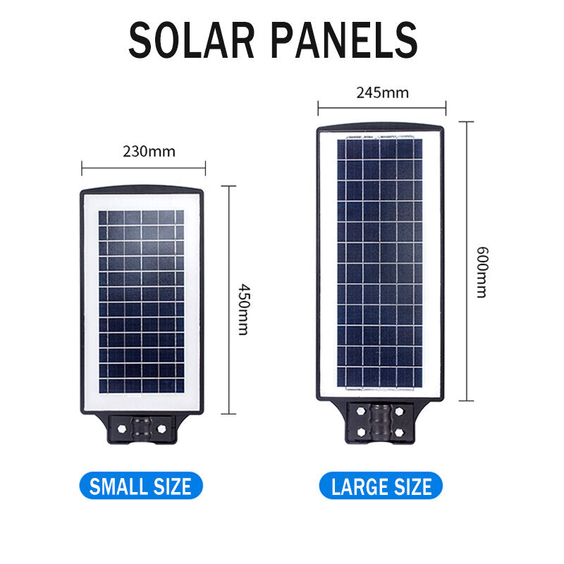 100-400W LED Solar Street Light with PIR Motion Sensor, Remote Control, and 140-392 LEDs for Home